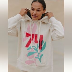 Daily Practice Anthropologie Floral Grapc Hoodie Heather Oatmeal SIZE Small NWOT